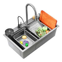 NERO Acél mosogatótálca szett csapteleppel + víztisztító csaptelep + pohármosó 75 x 46 cm (szürke)