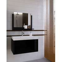 Furnitech Venezia Luna fürdőszobabútor + tükör + mosdó + szifon - 60 cm (fényes fekete)