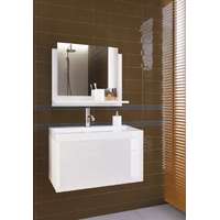 Furnitech Venezia Luna fürdőszobabútor + tükör + mosdó + szifon - 60 cm (fényes fehér)
