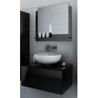 Furnitech Venezia Mode fürdőszobabútor + tükör + mosdókagyló + szifon - 60 cm (fényes fekete)