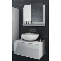 Furnitech Venezia Mode fürdőszobabútor + tükör + mosdókagyló + szifon - 60 cm (fényes fehér)