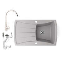 NERO Gránit mosogatótálca NERO Venezia + Inox-Line-2 csaptelep + dugókiemelő (szürke)