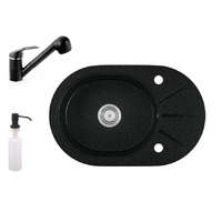 EOS Gránit mosogató EOS Zia + kihúzható zuhanyfejes Shower csaptelep + adagoló (fekete)