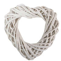 Szív vessző - fehér, nyitott 20 cm