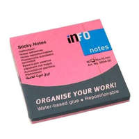 Info Öntapadós jegyzettömb, INFO Notes, 75x75 mm, 80 lapos, neonrózsaszín
