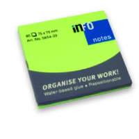 Info Öntapadós jegyzettömb, INFO Notes, 75x75 mm, 80 lapos, neonzöld