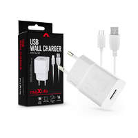 Maxlife Maxlife USB hálózati töltő adapter + USB - micro USB kábel 1 m-es vezetékkel - Maxlife MXTC-01 USB Wall Charger - 5V/1A - fehér