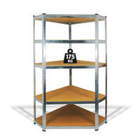 Fémpolc állvány - sarok - 5 szintes - fém - max. 175 kg - 180 x 40 x 40 cm (10846)