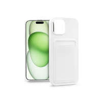 Haffner Apple iPhone 15 Plus szilikon hátlap kártyatartóval - Card Case - fehér