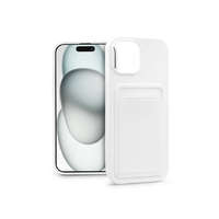 Haffner Apple iPhone 15 szilikon hátlap kártyatartóval - Card Case - fehér