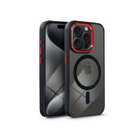 Haffner Apple iPhone 15 Pro szilikon hátlap - Edge Mag Cover - fekete/piros/átlátszó