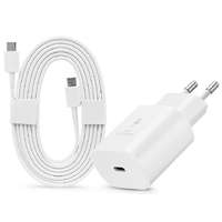 Samsung Samsung gyári hálózati töltő adapter Type-C bemenettel + 1,8 m-es Type-C - Type-C kábel - 25W - EP-TA800EWE + EP-DW767JWE - fehér (ECO csomagolás)