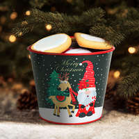 Karácsonyi dekoráció - fém kaspó, vödör - Manó - 13 x 11 cm (59724B)