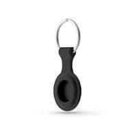 Haffner Szilikon védőtok és rögzítő kulcstartó Apple AirTag nyomkövetőhöz - fekete (ECO csomagolás)