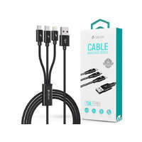 Devia Devia USB töltőkábel 1,2 m-es vezetékkel - Devia Gracious Series 3in1 for Lightning/microUSB/Type-C - 5V/3A - fekete