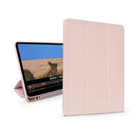 Devia Apple iPad 10.2 (2019/2020/2021) tablet tok (Smart Case) on/off funkcióval, Apple Pencil tartóval, mágneses töltővel - Devia Leather Case With Pencil Slot -pink