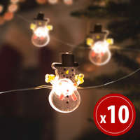 Family Family LED fényfüzér - hóember - 10 LED - 1,2 méter - melegfehér - 2 x AA (58920)
