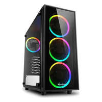 SHARKOON Sharkoon Számítógépház - TG4 RGB (fekete; üveg oldal; alsó táp; ATX; 4x120mm RGB Ventillátor; 2xUSB3.0; I/O)