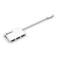 SANDBERG Sandberg USB Hub - USB-C to 4xUSB3.0 Pocket Hub (ezüst; USB-C bemenet; 4port USB3.0 kimenet, aluminium)