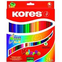 Kores Színes ceruza készlet, kétvégű, háromszögletű, Kores Duo, 24 különböző szín, 24 db/készlet (IK100624)