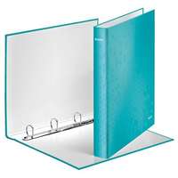 Leitz Gyűrűs könyv, 4 gyűrű, D alakú, 40 mm, A4 Maxi, karton, lakkfényű, Leitz Wow, jégkék