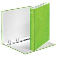 Leitz Gyűrűs könyv, 4 gyűrű, D alakú, 40 mm, A4 Maxi, karton, lakkfényű, Leitz Wow, zöld