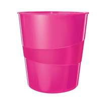 Leitz Papírkosár, 15 liter, Leitz Wow, metál rózsaszín