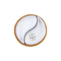 Kínáló 2 részes kerek kerámia+fa kosár