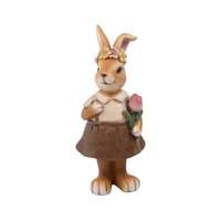 Nyuszi lány virággal 14 cm kerámia