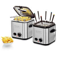 Ambiano Ambiano MDF-1 inox, nemesacél fondü - fritőz, 1.2 literes 840W mini olajsütő, 1 - 2 személyes fritőz fix, tapadásmentes üsttel, fondue készlettel (839696)