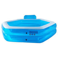 CRANE CRANE Aqua Penta 202 x 202 x 46 cm 450L Paddig Pool kék-fehér ötszög alakú kerti pancsoló medence, felfújható fürdőmedence fejtámlával és italtartóval