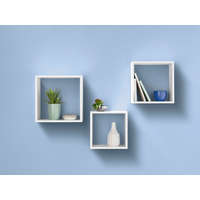 Livarno Home Livarno Home Cube Shelf Set WH, 3 darabos fehér polckocka készlet, fa kocka polc szett 24 x 24 / 27 x 27 / 30 x 30 cm