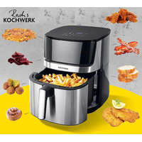 Kochwerk Kochwerk Dual Heat AirFryer XXL 2200W 7.5L inox, nemesacél digitális Air Fryer, olajmentes olajsütő, 7.5 literes légkeveréses forrólevegős sütő, betekintő ablakkal, alsó-felső fűtéssel