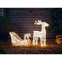 Livarno Home Livarno kültéri / beltéri 3D XXL melegfehér LED szarvas (rénszarvas) szánnal világító karácsonyi dekoráció 90 db LED-el 90 x 51 x 15 cm