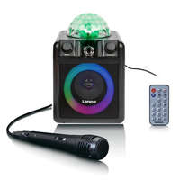 Lenco Lenco PA-051BK 8W akkus, USB / MicroSD / Bluetooth 5.2 Karaoke szett, Party LED-es hangszóró, beépített Disco gömbbel, távirányítóval és mikrofonnal