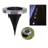 Progarden ProGarden DX9-300050 talajba süllyeszthető inox szolár lámpa, nemesacél napelemes kerti LED lámpa 12 cm, alkonyat szenzorral