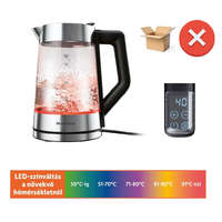 SilverCrest HIBÁS, használt, működésképtelen SilverCrest SWGD 3000 A2 digitális, szabályozható hőfokú 3000W 1.7L inox - fekete üveg vízforraló, hőre színváltó LED világítással, melegentartás funkcióval (alkatrésznek)