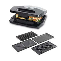 Simpex Simpex Basic 750W Avante 4 in 1 multifunkciós 4 az 1-ben szendvicssütő, gofrisütő, grill és fánksütő (minifánk sütő) cserélhető, kivehető lapokkal