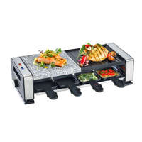 Simpex Simpex Basic SRGS 1200 félkőlapos 1200W elektromos 8 személyes raclette grill, raklett grillsütő osztott sütőlappal