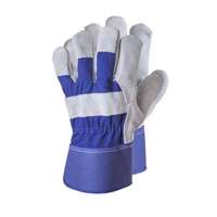 Euro protection Bőrkesztyű marha hasítékbőrből vászon kézhát szürke/kék 11