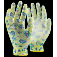 Top Védőkesztyű mártott poliészter TOP PU FLOWER PUR, lila, XL