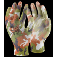 Top Védőkesztyű mártott poliészter TOP PU TERRAIN, terepszínű zöld, XL