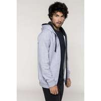 Kariban Pulóver Kariban kapucnis cipzáras férfi (80%pamut) oxford grey/navy, XL