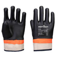 Portwest Portwest A402 Duplán mártott PVC védőkesztyű homok bevonattal (fekete/narancs, 10/XL)