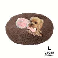 Kerek kisállat szőrmés fekhely-Barna - S