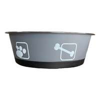 Kisállat rozsdamentes fém tál műanyag burkolattal-L - Szürke