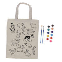 Esschert Design Kifesthető farm állatos vászon gyerek táska, festékkel és ecsettel, 29 x 30 cm