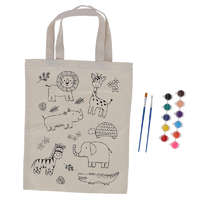 Esschert Design Kifesthető vadon élő állatos vászon gyerek táska, festékkel és ecsettel, 29 x 30 cm