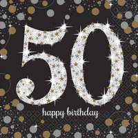 KORREKT WEB Happy Birthday 50 Gold szalvéta 16 db-os 33x33 cm