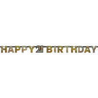 KORREKT WEB Happy Birthday Gold 21 hologrammos felirat 213 cm